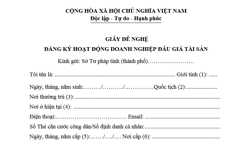 Thủ tục và điều kiện thành lập công ty đấu giá theo quy định mới nhất 2025 7 mẫu TP-DGTS03